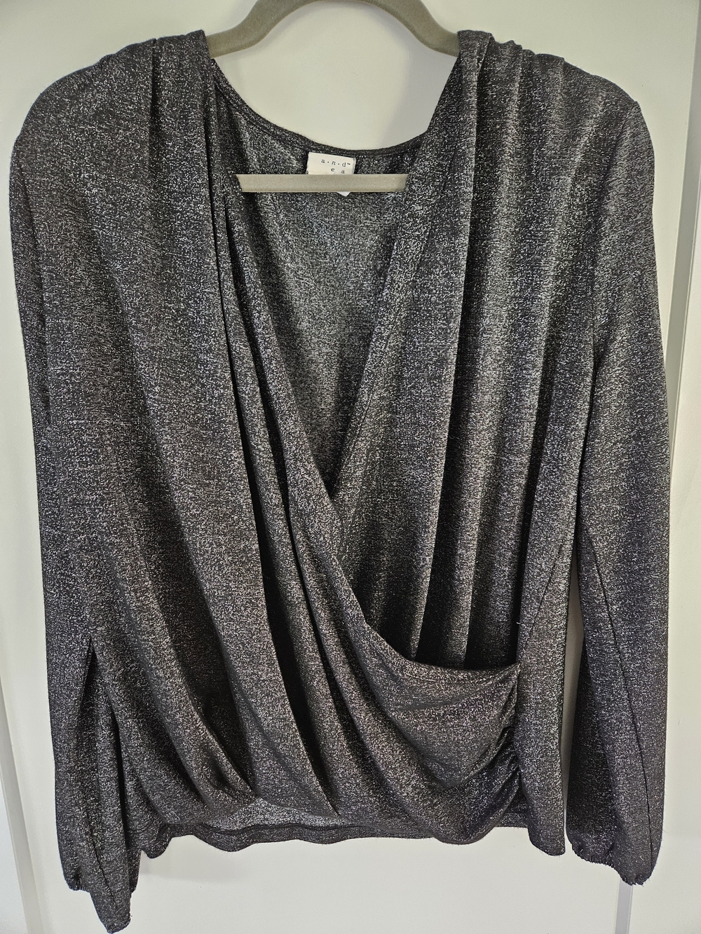 A New Day Metallic Surplice Neck Draped Top